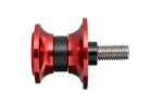 Swing arm spool set CNC red anodized M8 with Nylon spacer