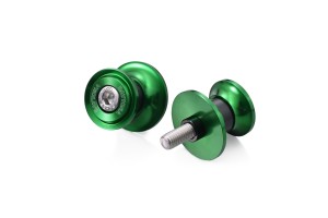 Swing arm spool set CNC green anodized M8 with Nylon spacer