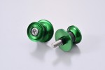 Swing arm spool set CNC green anodized M8 with Nylon spacer
