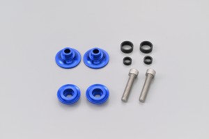 Swing arm spool set CNC blue anodized M8 with Nylon spacer 2