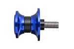 Swing arm spool set CNC blue anodized M8 with Nylon spacer