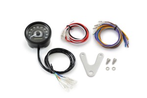 "VELONA60" ELECTRICAL SPEEDOMETER 200KMH(MPH) W/ INDICATORS, WHITE-LED, BLACK 2