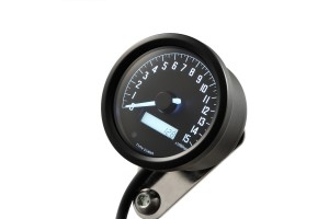 "VELONA60" ELECTRICAL TACHOMETER 15000RPM W/ INDICATORS, WHITE-LED, BLACK