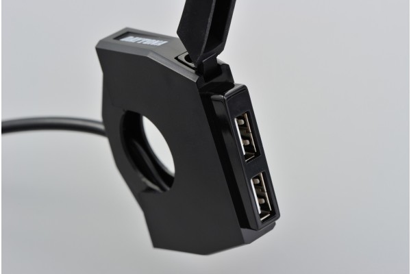 Stromversorgung USB SLIM 2x USB f. Motorrad Lenker