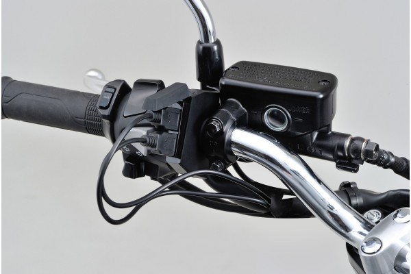 Stromversorgung USB SLIM 2x USB f. Motorrad Lenker
