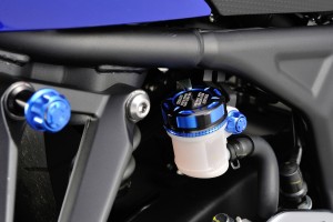 Deckel Behälter Bremsflüssigkeit für NISSIN 42mm 2-farbig eloxiert blau schwarz 2