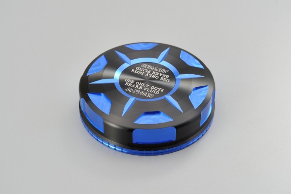 Deckel Behälter Bremsflüssigkeit für NISSIN 59mm 2-farbig eloxiert blau schwarz
