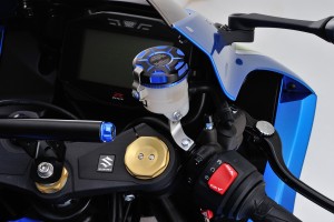 Deckel Behälter Bremsflüssigkeit für NISSIN 59mm 2-farbig eloxiert blau schwarz 2