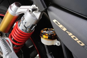 Master cylinder tank cap for NISSIN 59mm dual anodized gold black 2