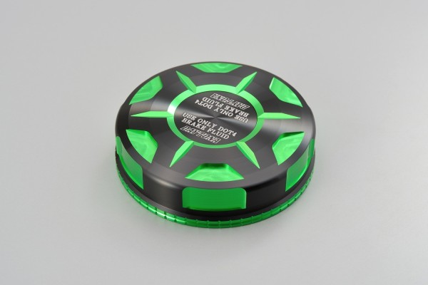 Deckel Behälter Bremsflüssigkeit für NISSIN 59mm 2-farbig eloxiert grün schwarz